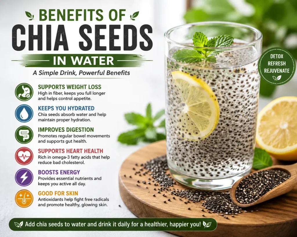 Benefits of chia seeds in water for weight loss hydration digestion and heart health