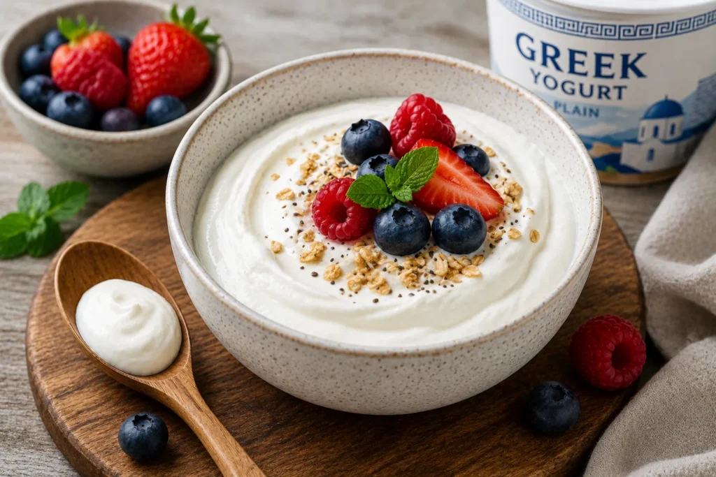 Greek yogurt rich in protein for skin tightening collagen support and healthy aging