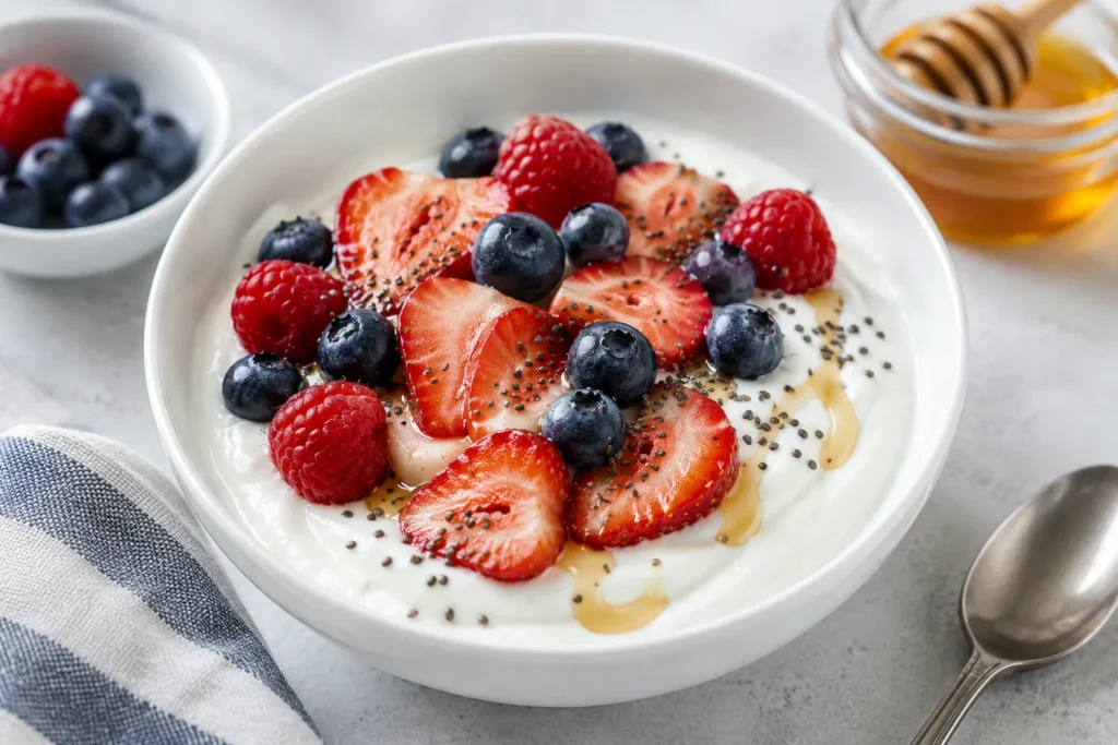 Greek yogurt with fresh berries healthy snack for weight loss