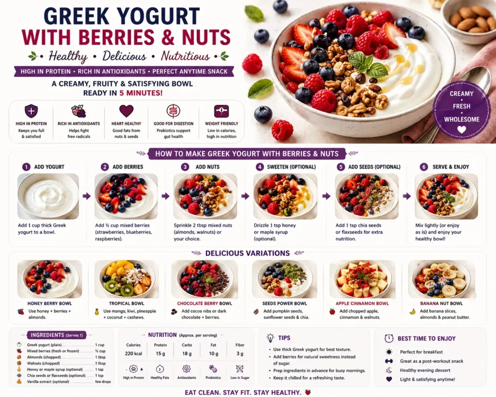 greek yogurt with berries and nuts healthy breakfast for weight loss