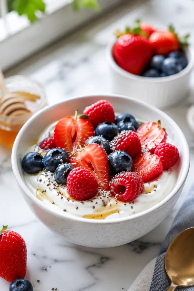 Greek yogurt with berries high protein snack for weight loss