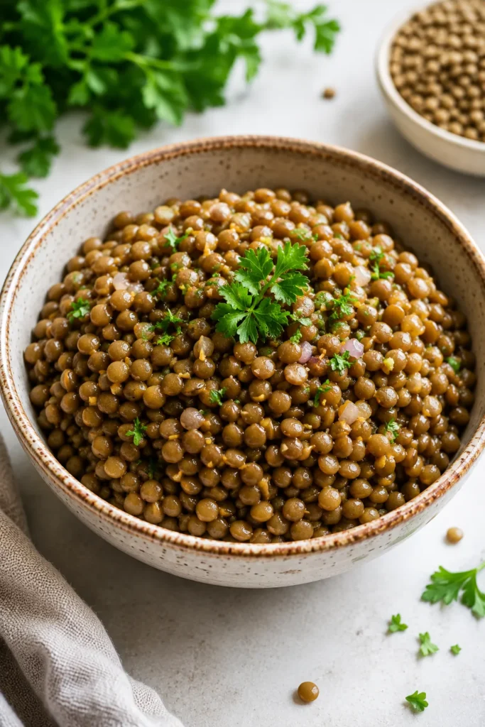 Cooked lentils as one of the best high fiber foods for weight loss