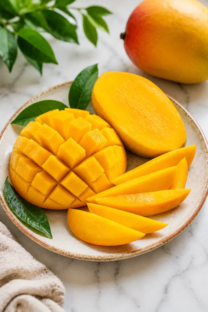 Fresh mango slices as a fruit that should be eaten in moderation for weight loss
