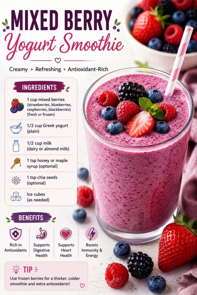 mixed berry yogurt smoothie recipe