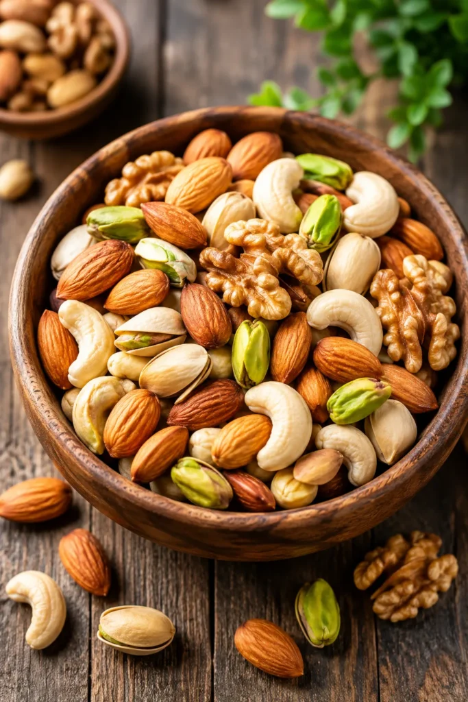 Mixed nuts healthy snack for weight loss with almonds walnuts and pistachios