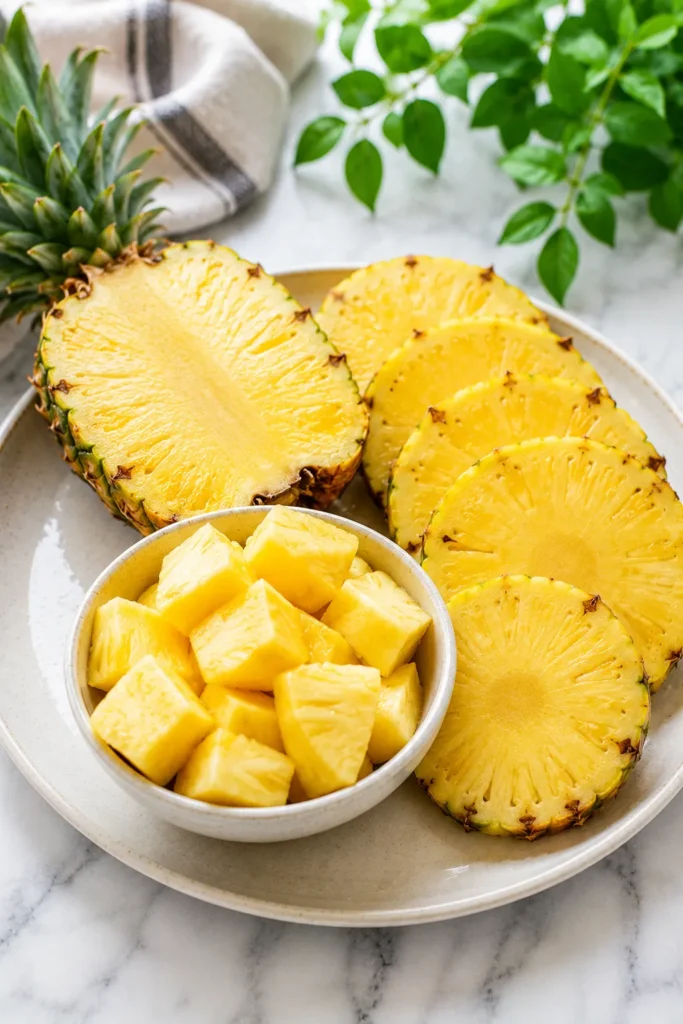 Fresh pineapple slices as a fruit that should be eaten in moderation for weight loss