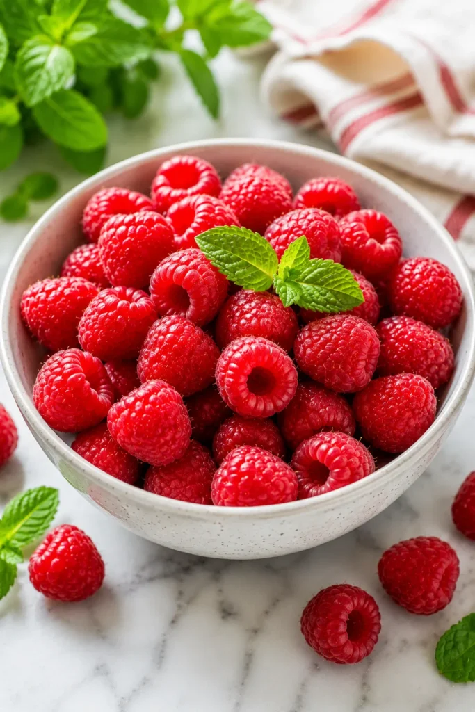 Fresh raspberries as one of the best high fiber foods for weight loss