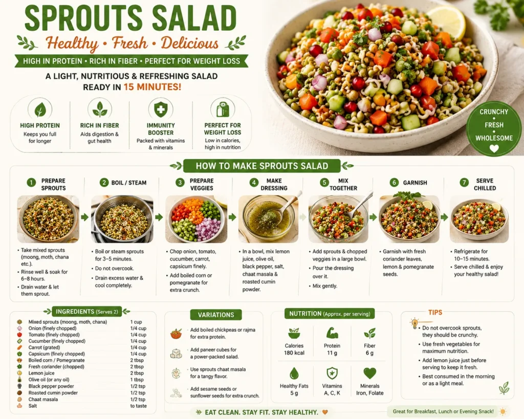healthy sprouts salad recipe packed with protein fiber and nutrients for weight loss
