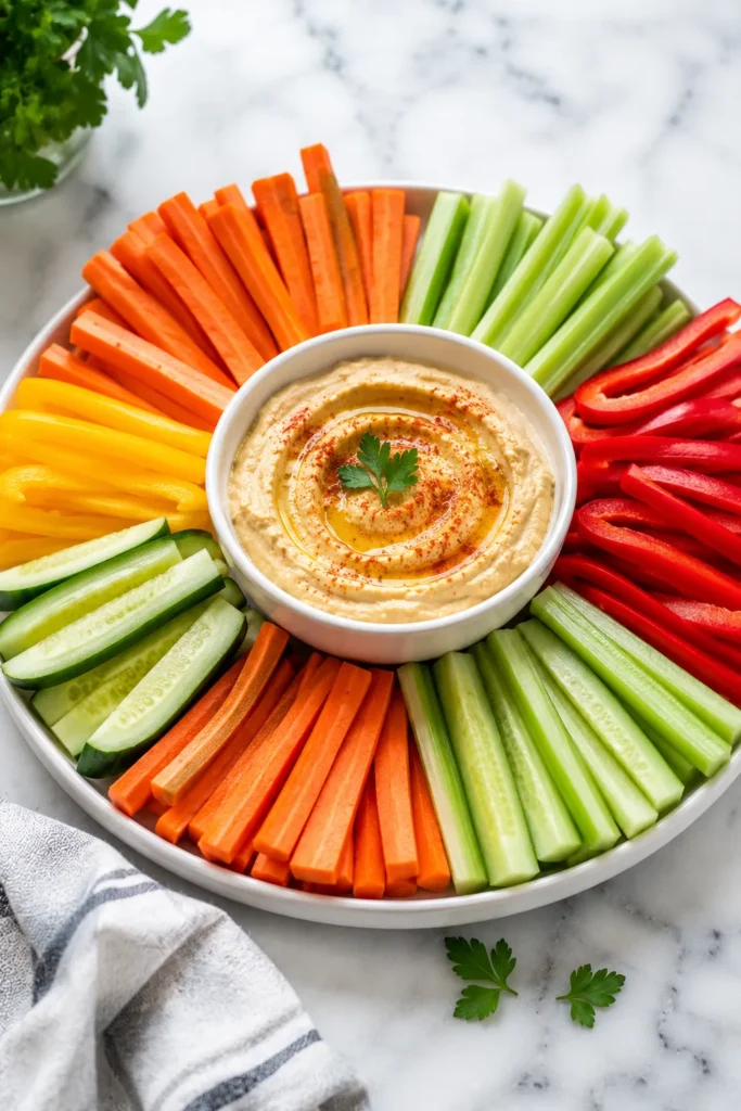 Vegetable sticks with hummus healthy snack for weight loss